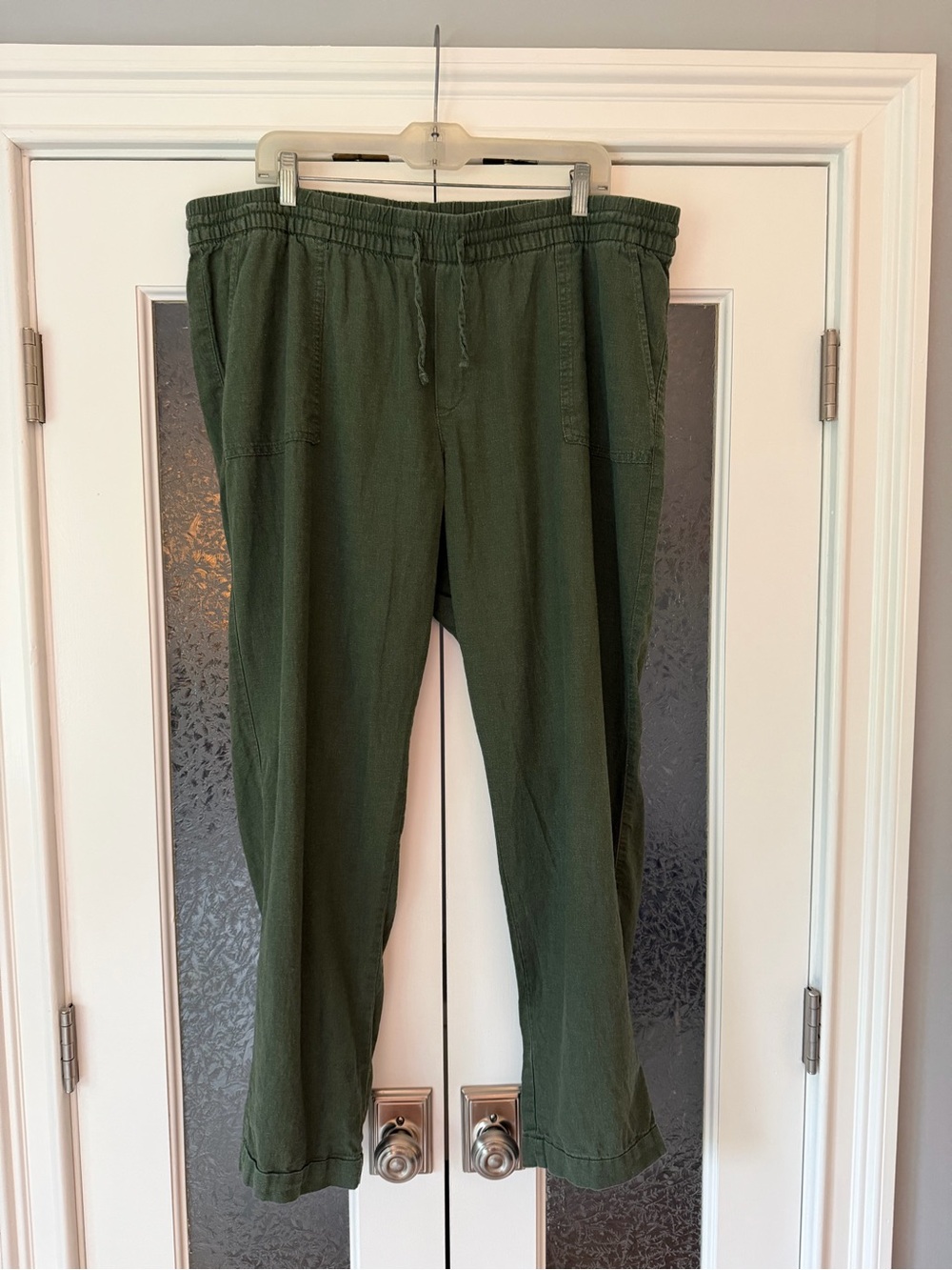 Elastic Waist Loose Cotton Straight Leg Pants